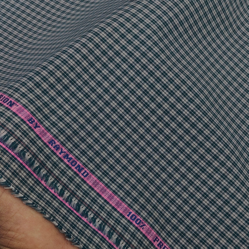 Shirt Fabric Raymond Premium Giza Small Cotton Check Colour Brownish Green