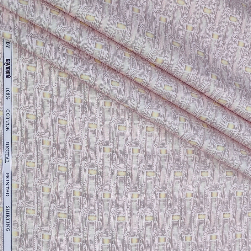 Shirt Fabric Raymond 100% Giza Cotton Print Colour Soft Pink