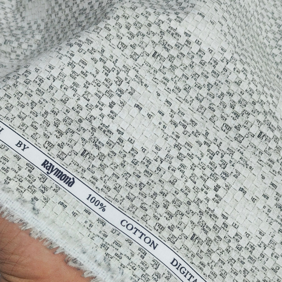 Shirt Fabric Raymond 100% Giza Cotton Digital Print Colour Laurel Green
