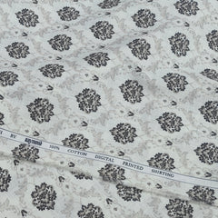 Shirt Fabric Raymond 100% Giza Cotton Digital Print With Linen Look Colour Ash White