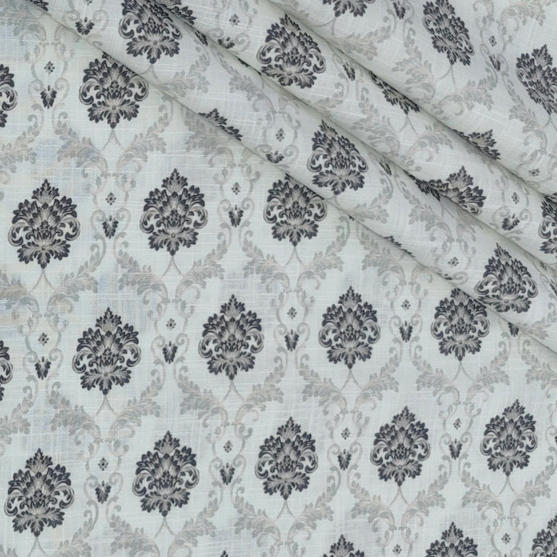 Shirt Fabric Raymond 100% Giza Cotton Digital Print With Linen Look Colour Ash White