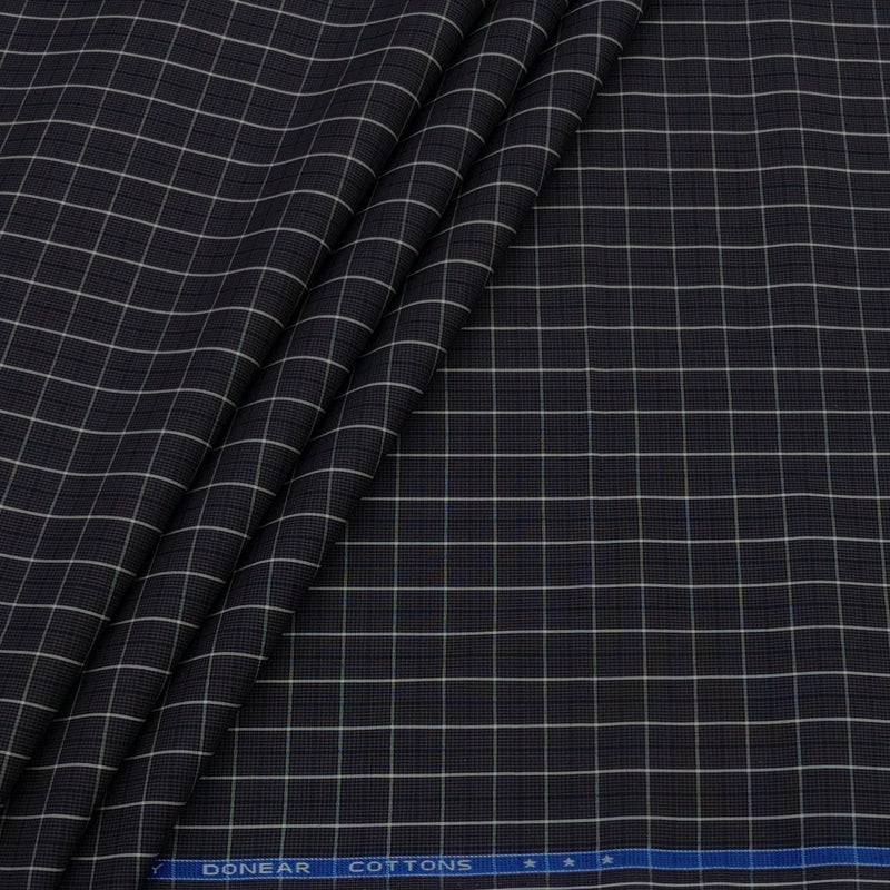 Shirt Fabric Donear Premium Giza Cotton Check Colour Brunette Brown