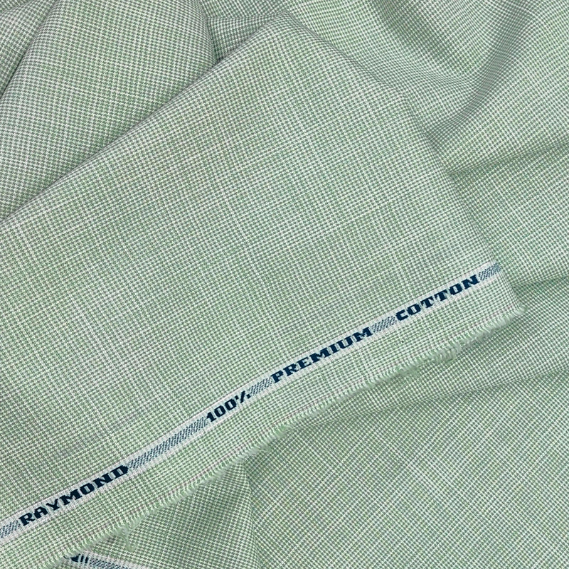 Shirt Fabric Raymond 100% Cotton Slub Colour Dry Green