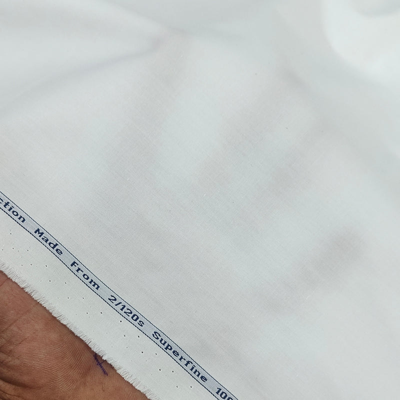 Shirt Fabric Arvind 2/120s Finest Giza Cotton Plain Colour White