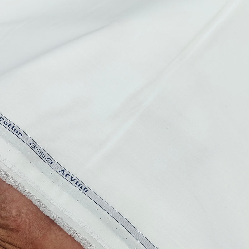 Shirt Fabric Arvind 2/120s Finest Giza Cotton Plain Colour White