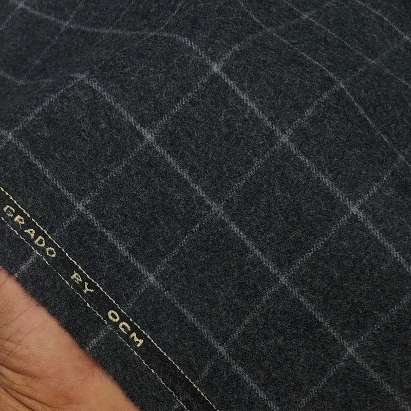 Tweed Blazer Fabric OCM Wool Blended Broad Check Colour Grey