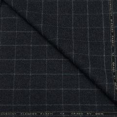 Tweed Blazer Fabric OCM Wool Blended Broad Check Colour Grey