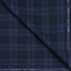 Tweed Blazer Fabric OCM Wool Blended Broad Check Colour Blackish Blue