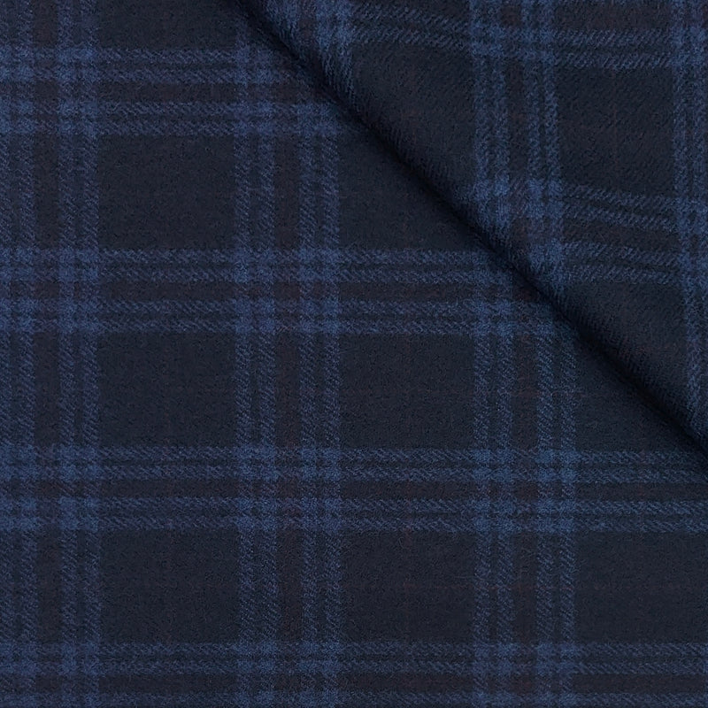 Tweed Blazer Fabric OCM Wool Blended Broad Check Colour Blackish Blue