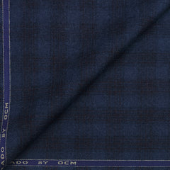 Tweed Blazer Fabric OCM Wool Blended Broad Check Colour Prussian Blue