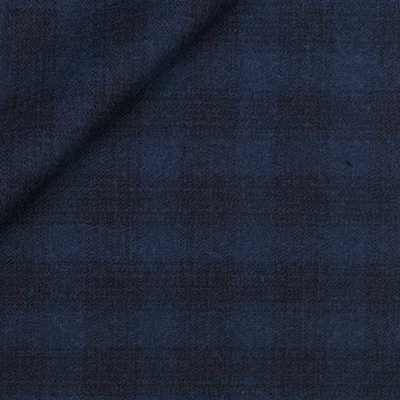 Tweed Blazer Fabric OCM Wool Blended Broad Check Colour Prussian Blue