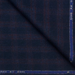 Tweed Blazer Fabric OCM Wool Blended Broad Check Colour Brownish Red N Dark Blue