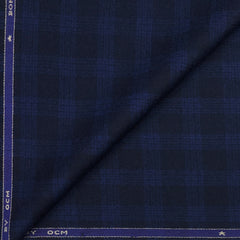 Tweed Blazer Fabric OCM Wool Blended Check Colour Dark Blue