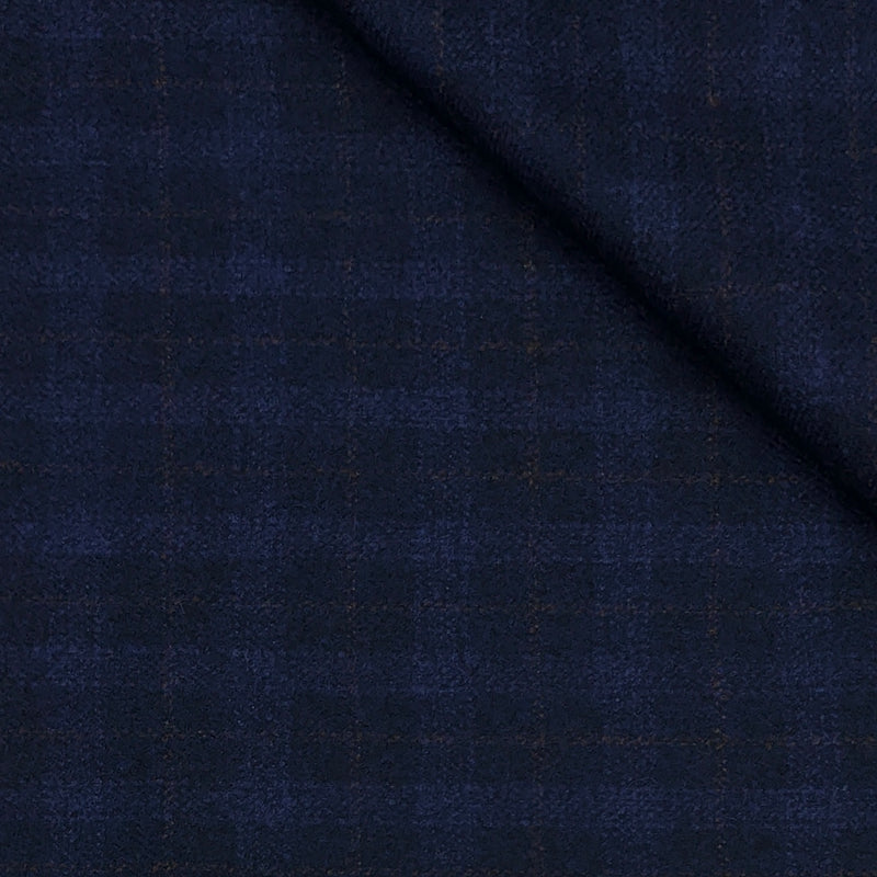 Tweed Blazer Fabric OCM Wool Blended Check Colour Brown N Blue