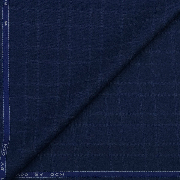 Tweed Blazer Fabric OCM Wool Blended Check Colour Classic Blue