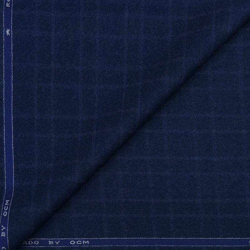 Tweed Blazer Fabric OCM Wool Blended Check Colour Classic Blue