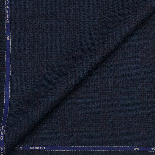 Tweed Blazer Fabric OCM Wool Blended Broad Check Colour Wine N Greenish Blue