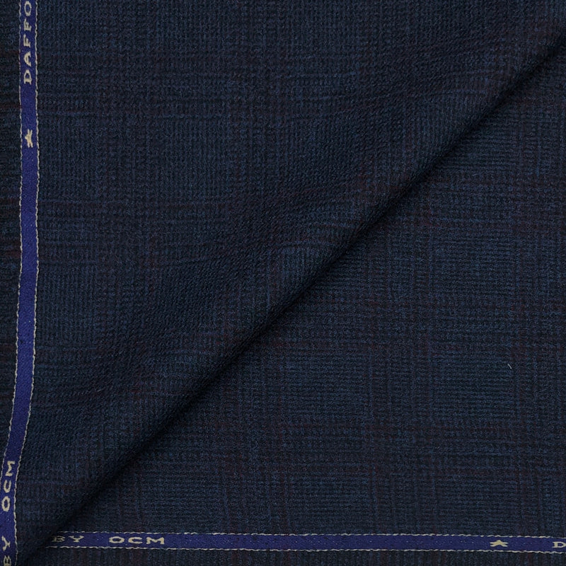 Tweed Blazer Fabric OCM Wool Blended Broad Check Colour Wine N Greenish Blue