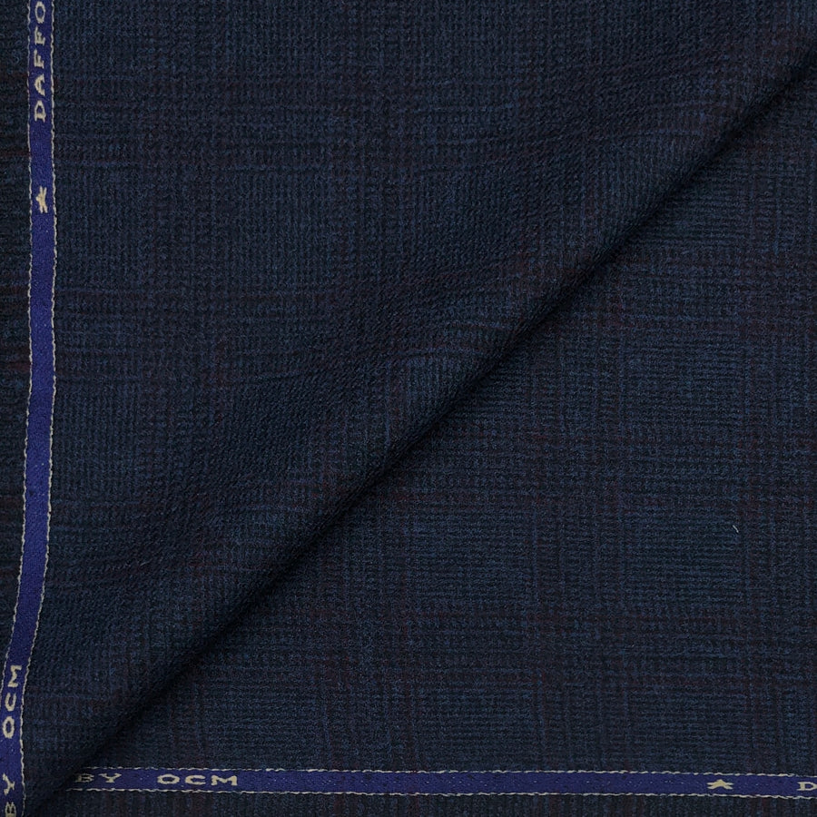 Tweed Blazer Fabric OCM Wool Blended Broad Check Colour Wine N Greenish Blue