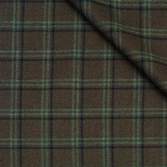 Tweed Blazer Fabric Raymond Wool Blended Broad Check Colour Greenish Brown