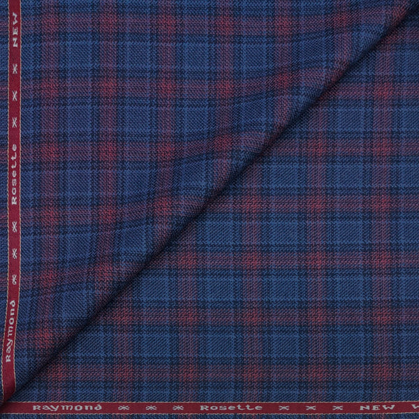 Tweed Blazer Fabric Raymond Wool Blended Check Colour Sea Blue