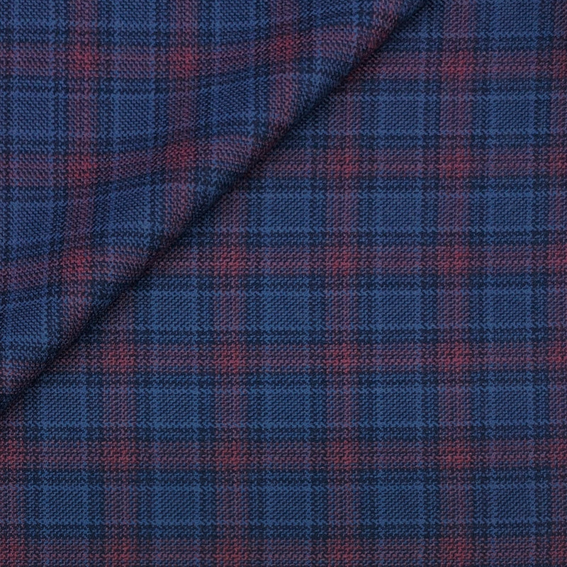 Tweed Blazer Fabric Raymond Wool Blended Check Colour Sea Blue