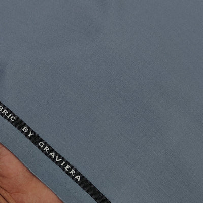 Suit Fabric Graviera 4Way Stretchable Plain Color Glacous Blue