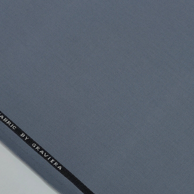 Suit Fabric Graviera 4Way Stretchable Plain Color Glacous Blue