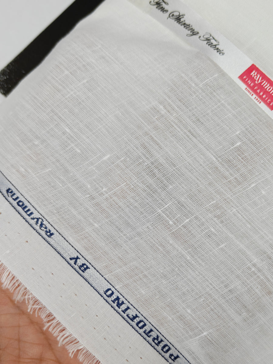 Raymond Portofino Pure Linen 130 Lea Premium White Shirt Fabric