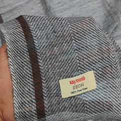 Raymond 100% Fine Pure Wool Scarf Colour Grey With Brown Border