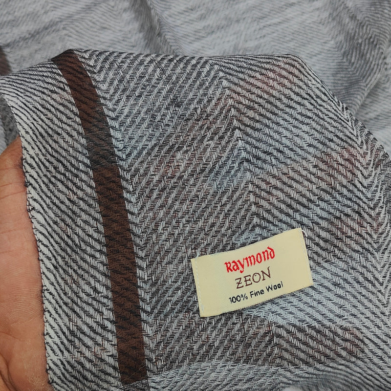 Raymond 100% Fine Pure Wool Scarf Colour Grey With Brown Border