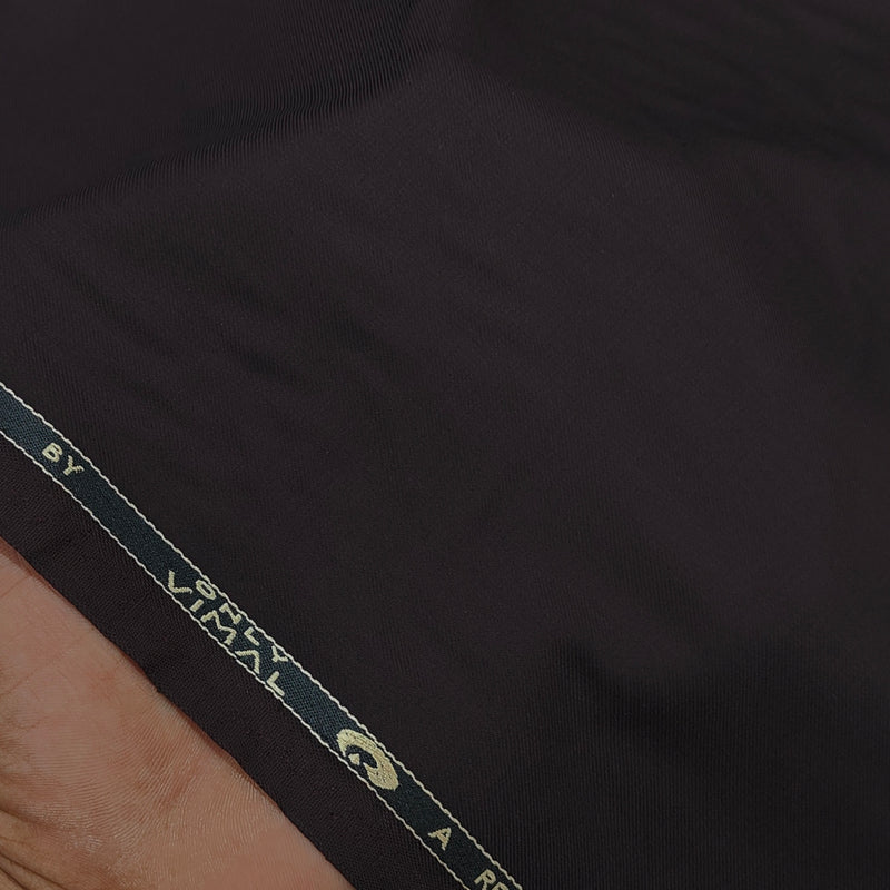Pant Shirt Combo Vimal Pinot Wine TR Trouser With Off White Plain Giza Cotton Shirt Fabric