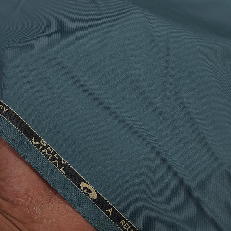 Pant Shirt Combo Vimal Ocean Blue TR Trouser With Light Blue Print Giza Cotton Shirt Fabric