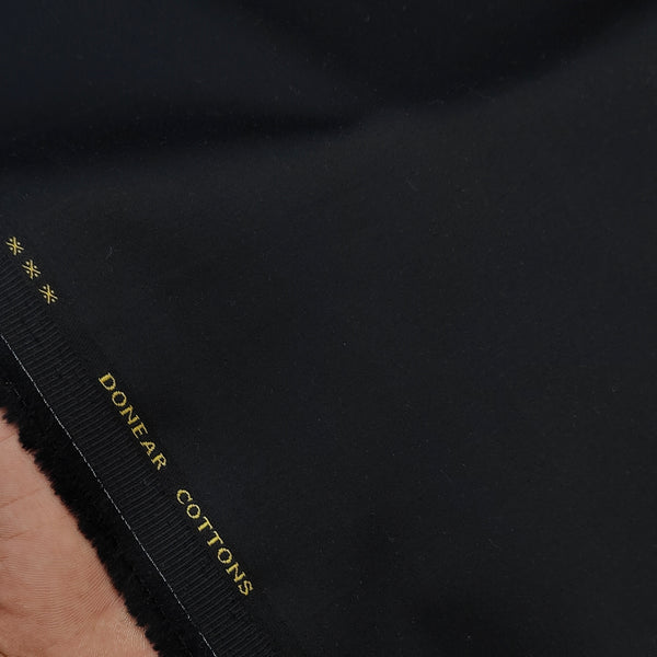 Trouser Fabric Donear Giza Cotton Stretchable Plain Colour Black