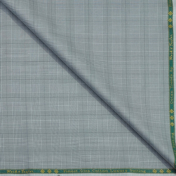 Trouser Fabric Reid & Taylor Super Fine Giza Cotton Mild Check Color Grey