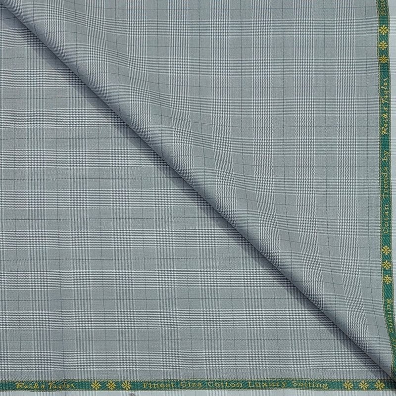 Trouser Fabric Reid & Taylor Super Fine Giza Cotton Mild Check Color Grey