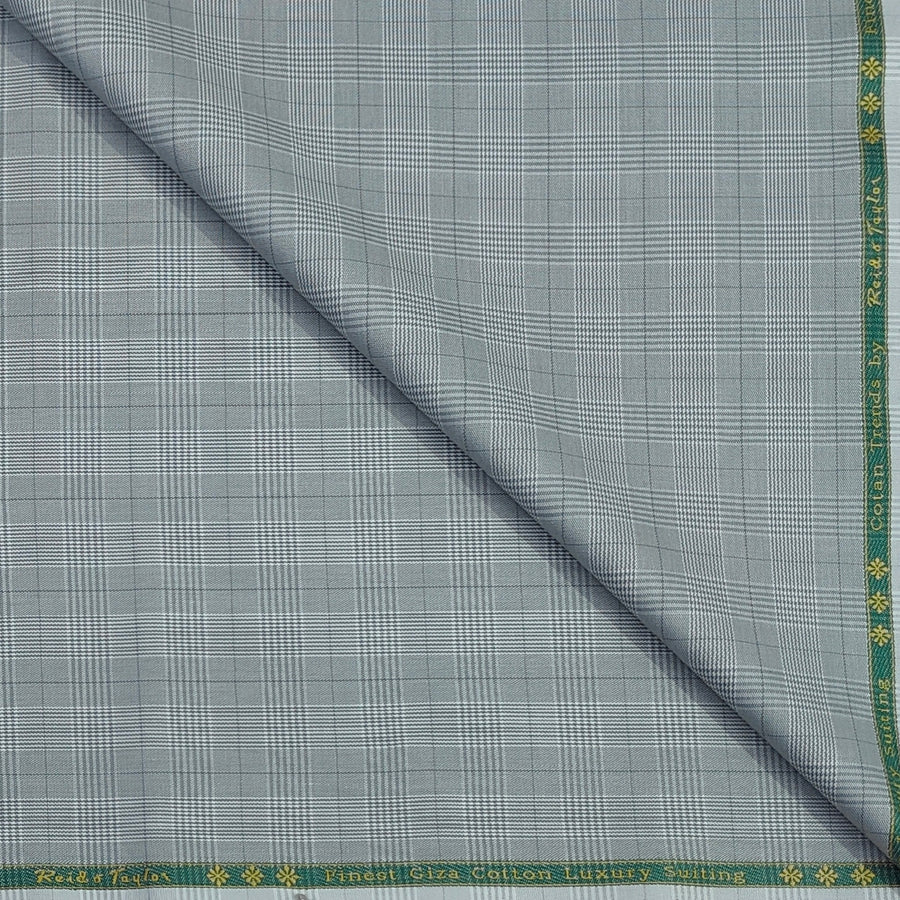 Trouser Fabric Reid & Taylor Super Fine Giza Cotton Mild Check Color Grey