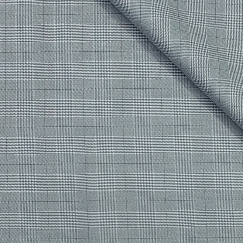 Trouser Fabric Reid & Taylor Super Fine Giza Cotton Mild Check Color Grey