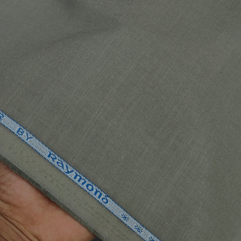 Trouser Fabric Raymond Pure Cotton Linen Look Color Moss Green