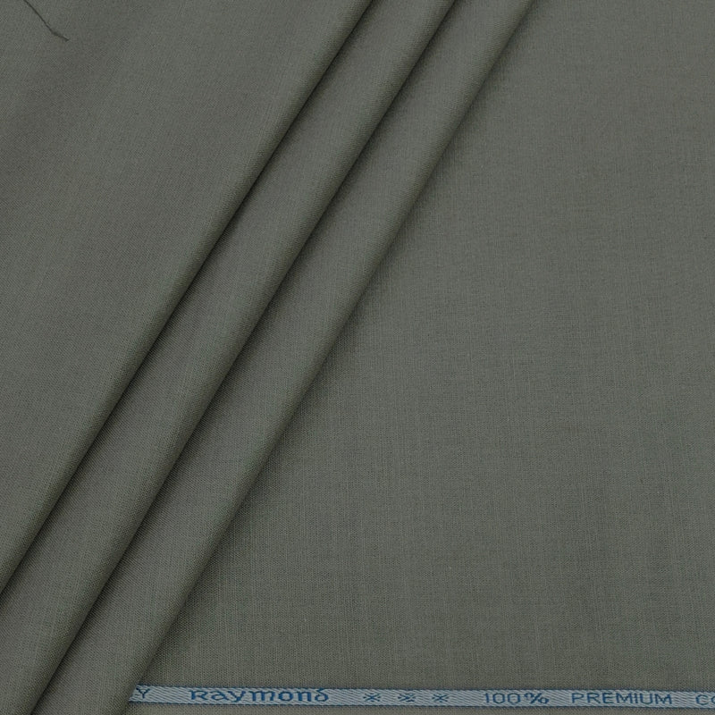 Trouser Fabric Raymond Pure Cotton Linen Look Color Moss Green