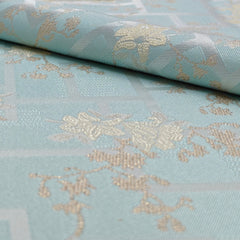 Reid & Taylor Jacquard Premium Bandhgala Fabric Colour Soft Sky Blue with Cream accent