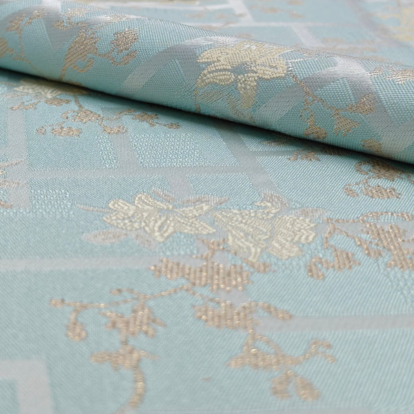 Reid & Taylor Jacquard Premium Bandhgala Fabric Colour Soft Sky Blue with Cream accent