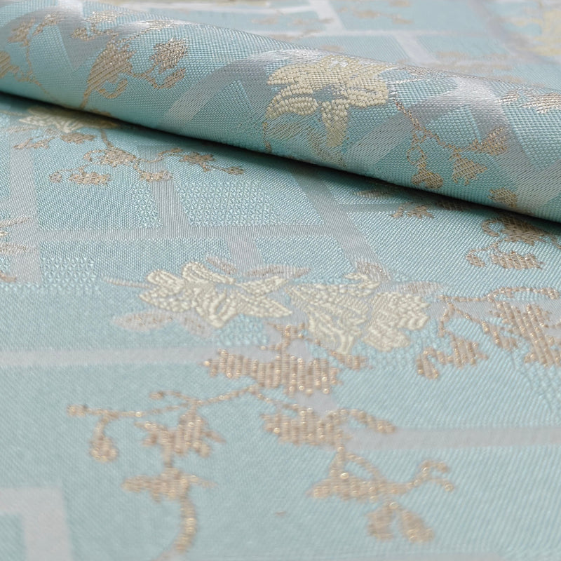 Reid & Taylor Jacquard Premium Bandhgala Fabric Colour Soft Sky Blue with Cream accent