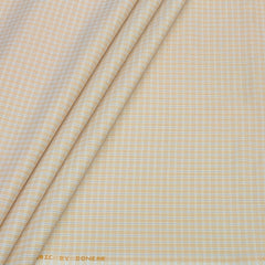 Shirt Fabric Donear Poly Cotton Wrinkle Free Check Colour Light Orange