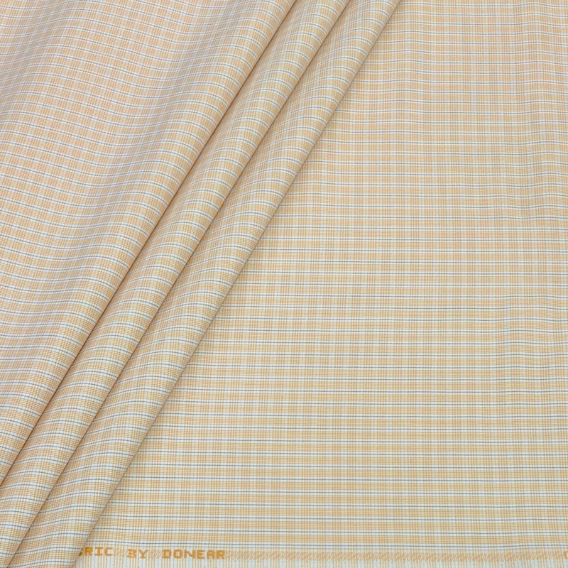 Shirt Fabric Donear Poly Cotton Wrinkle Free Check Colour Light Orange
