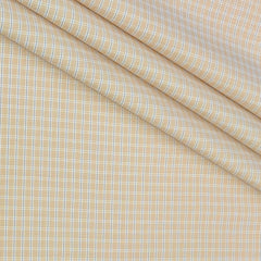 Shirt Fabric Donear Poly Cotton Wrinkle Free Check Colour Light Orange