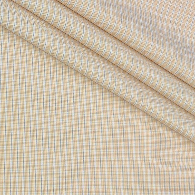Shirt Fabric Donear Poly Cotton Wrinkle Free Check Colour Light Orange