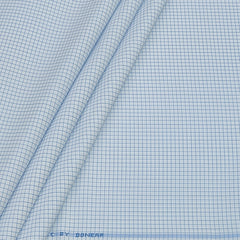 Shirt Fabric Donear Poly Cotton Wrinkle Free Small Check Colour Blue N White
