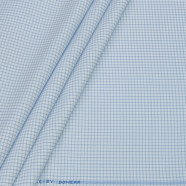 Shirt Fabric Donear Poly Cotton Wrinkle Free Small Check Colour Blue N White