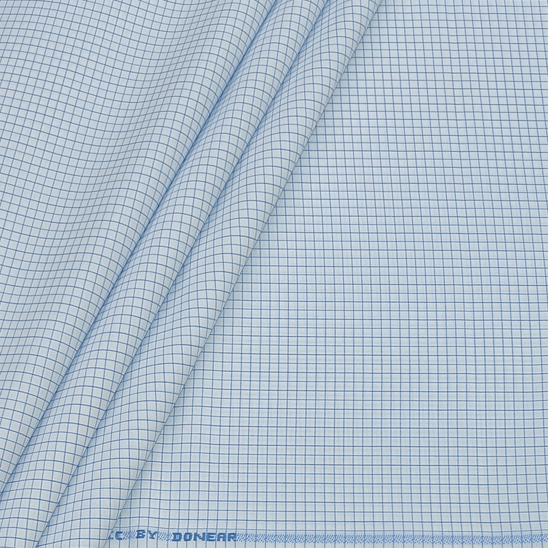 Shirt Fabric Donear Poly Cotton Wrinkle Free Small Check Colour Blue N White